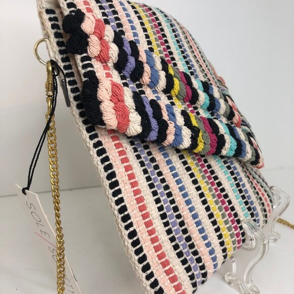 Sole Society Multicolor Woven Clutch Purse NEW